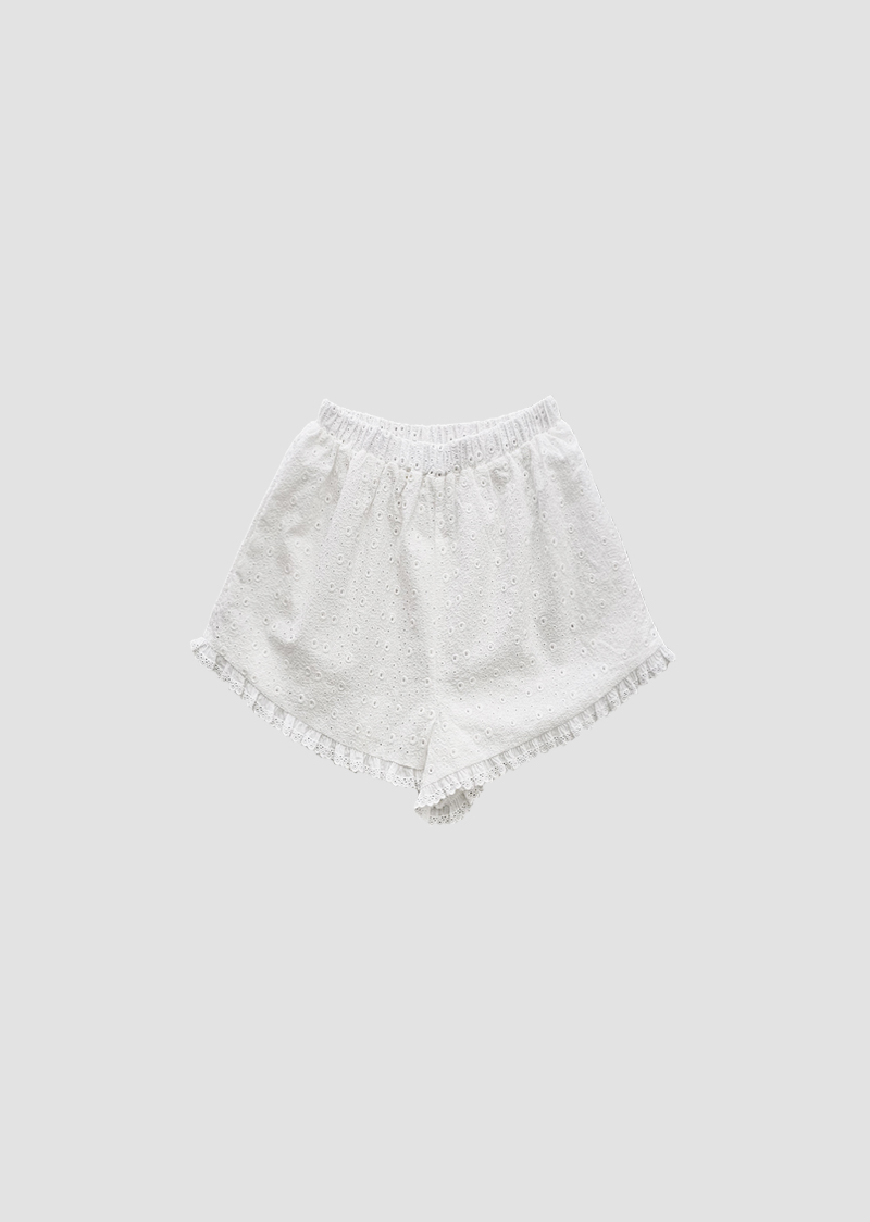 Embroidered frill shorts
